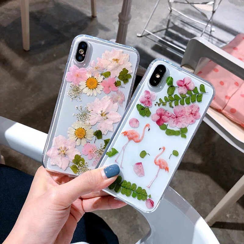 Mayitr Case For iphone 7 8 6 6s plus X XR XS Max Real Dried Pressed Flowers Soft Cover For iPhone XS Max XR X 6 7 8 Plus Fundas