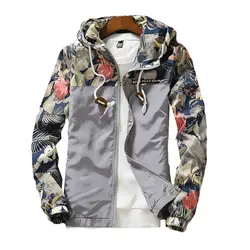 Titmsny Для мужчин; пальто с капюшоном куртка Slim Fit цветы мужской Курточка бомбер хип-хоп уличной пальто с цветочным принтом хиппи куртка осень