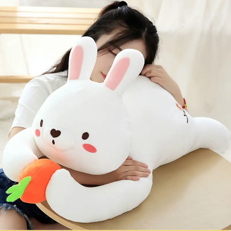 

60/80 Cm Soft Rabbit Plush Toy Stuffed Adorable Bunny Cute Rabbit Decent Placating Bed Doll Birthday Gift For Kids