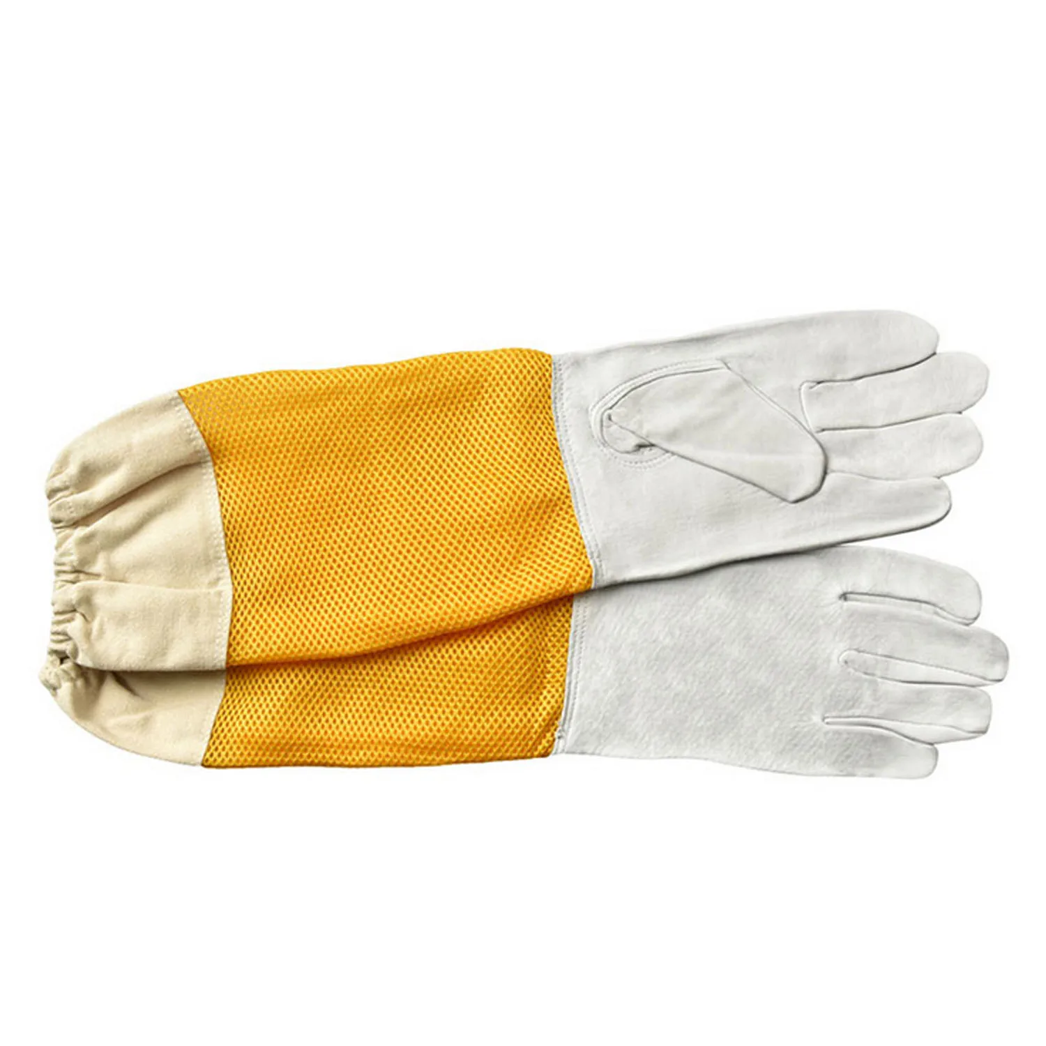 1 пара дышащие износостойкие защитные перчатки из козьей кожи с длинными сетчатыми рукавами для пчеловодства - Цвет: XXL