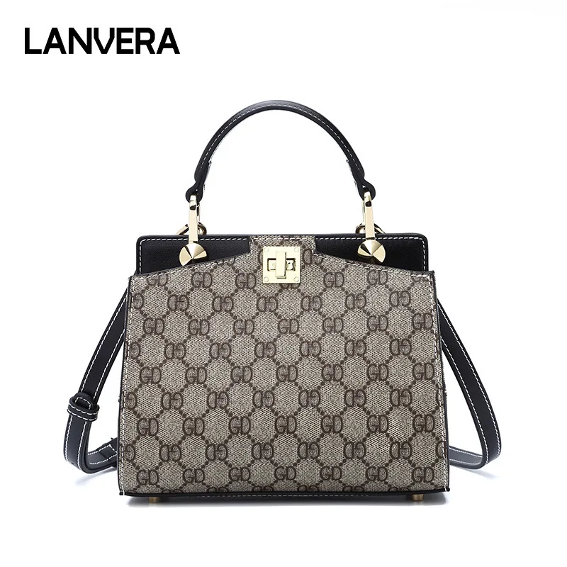 

2018 Famous Brands Simple Retro Handbag Luxury Diamond Printing Shoulder Bag Famous Designer Small Square Crossbody Bag