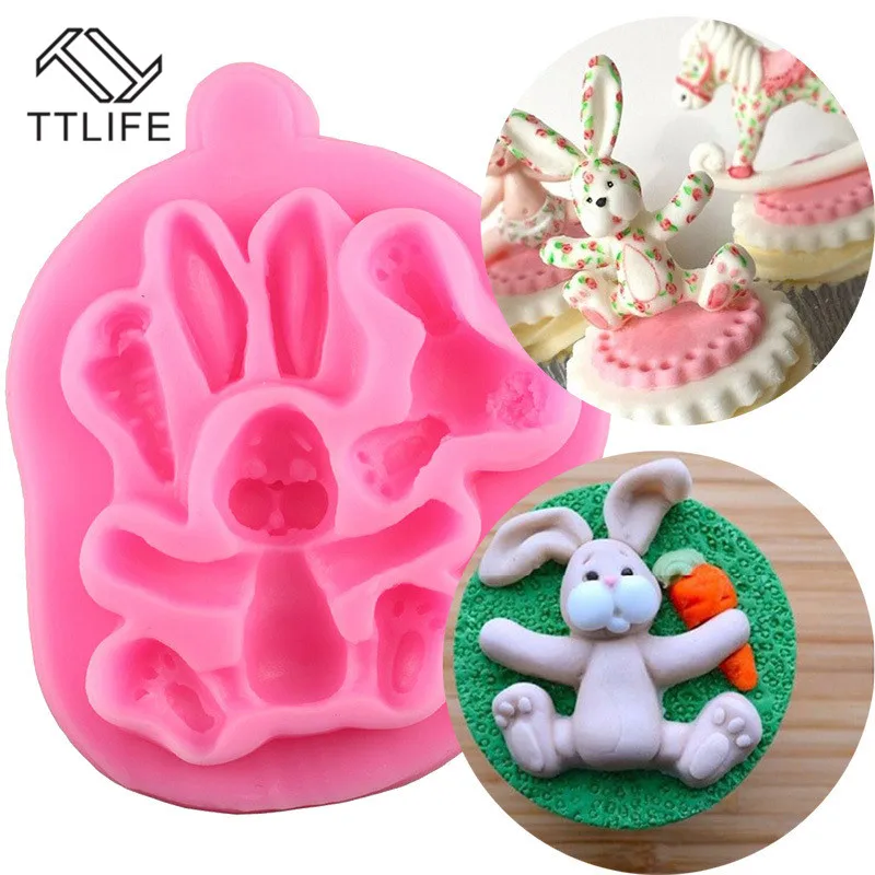 

TTLIFE 3D Easter Bunny Silicone Mold Rabbit With Carrot Cupcake Fondant Cake Decorating DIY Tool Candy Chocolate Gumpaste Mould