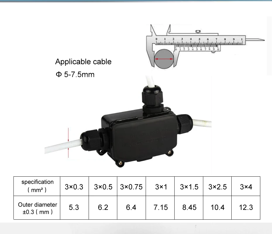 1 шт. водонепроницаемый Соединитель 3 pin IP65 450V 5-7,5mm электрический проводной кабель солнечный, садовый, наружный Герметичный соединительный ящик