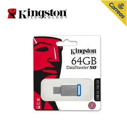 Kingston Технология цифровой DT50 64 GB USB флэш-накопитель 3,0 Тип usb-разъём флешки металлические флешки серебро памяти у придерживаться