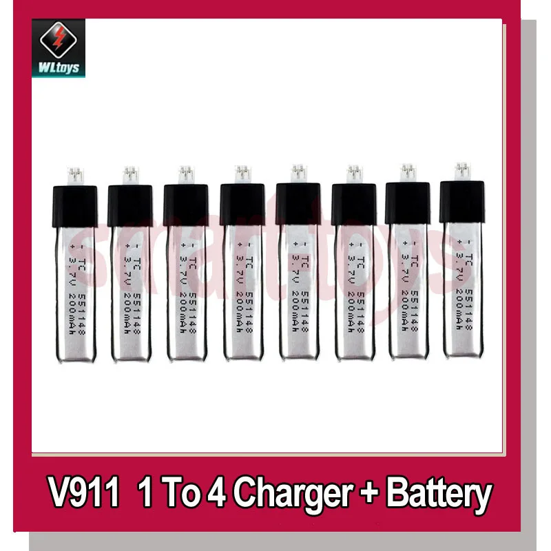 Зарядное устройство Wltoys V911 1 в 4 + Аккумулятор 3 7 200 мАч конверсионные кабели|battery