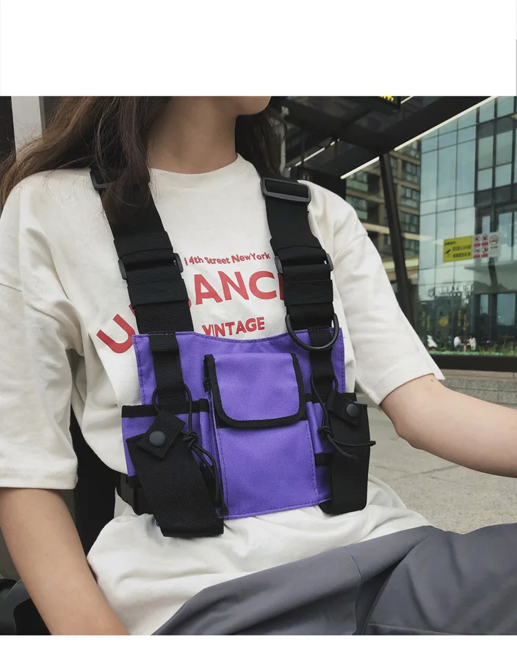 Уличный стиль, военная нагрудная сумка для мужчин, черная, в стиле хип-хоп, функциональная сумка на пояс, Регулируемый жилет, модная нагрудная сумка