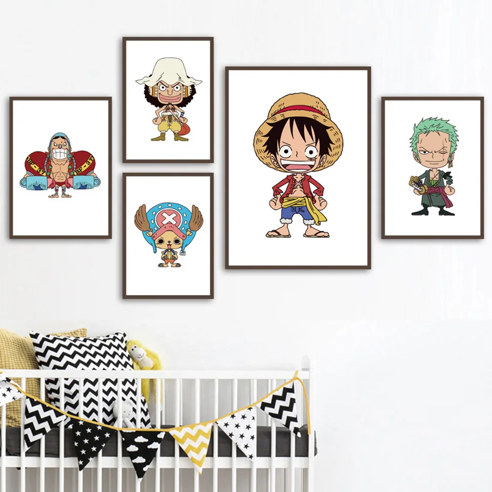 Cartoon-One-Piece-Luffy-Chopper-Roronoa-Zoro-Wall-Art-Canvas-Painting-Nordic-Posters-And-Prints-Wall