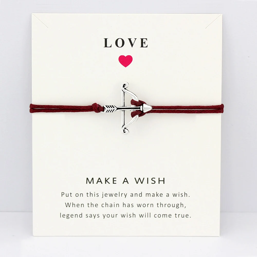 

Bow Arrow Charm Card Bracelets Key Eiffel Tower Skull Skeleton Daisy Flower Maroon Women Men Girl Boy Jewelry Christmas Gift