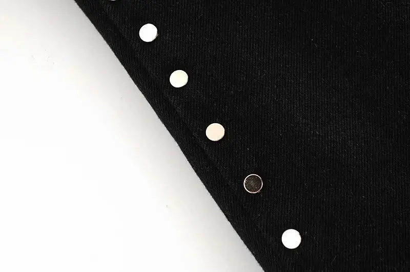 ASDS для женщин тяжелый заклепки украшения черные джинсы талии Slim Fit дамы