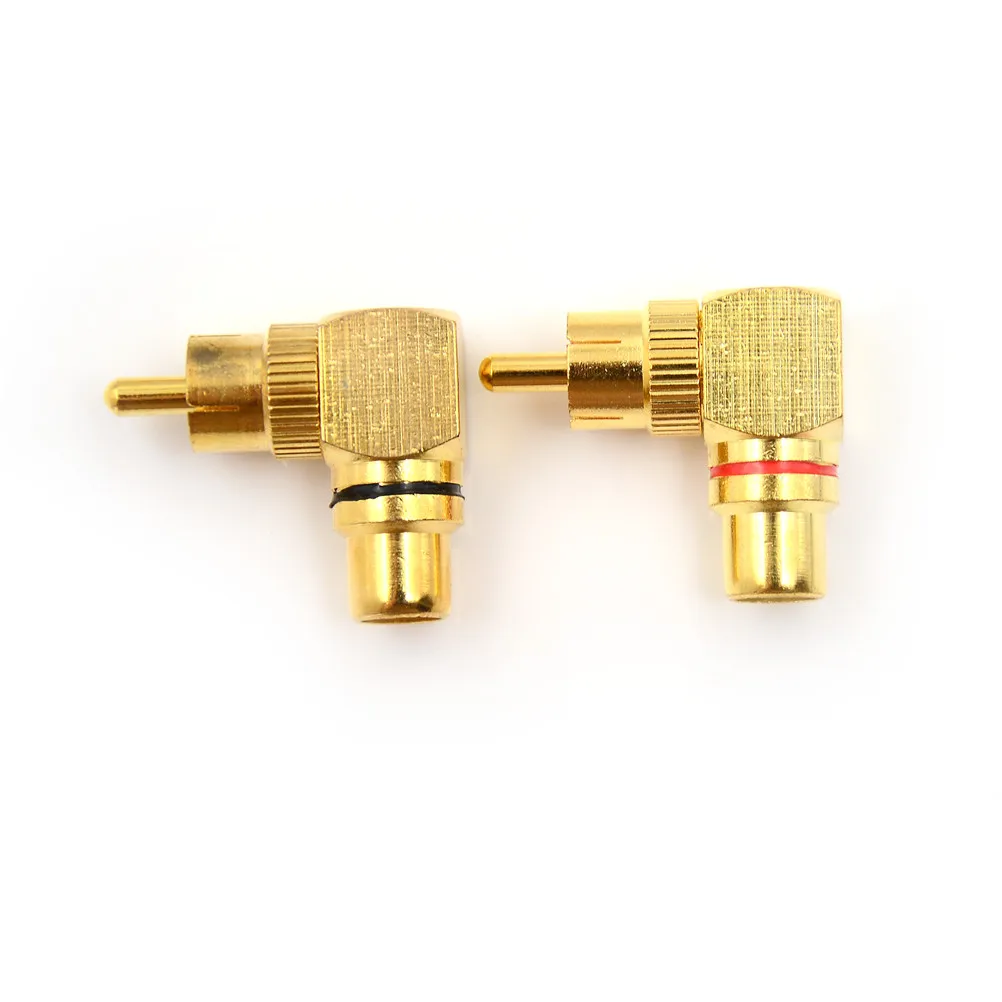 2pcs Brass RCA Right Angle Male To Female Gold Plated Connector Plug 90 Degree Adapters | Обустройство дома