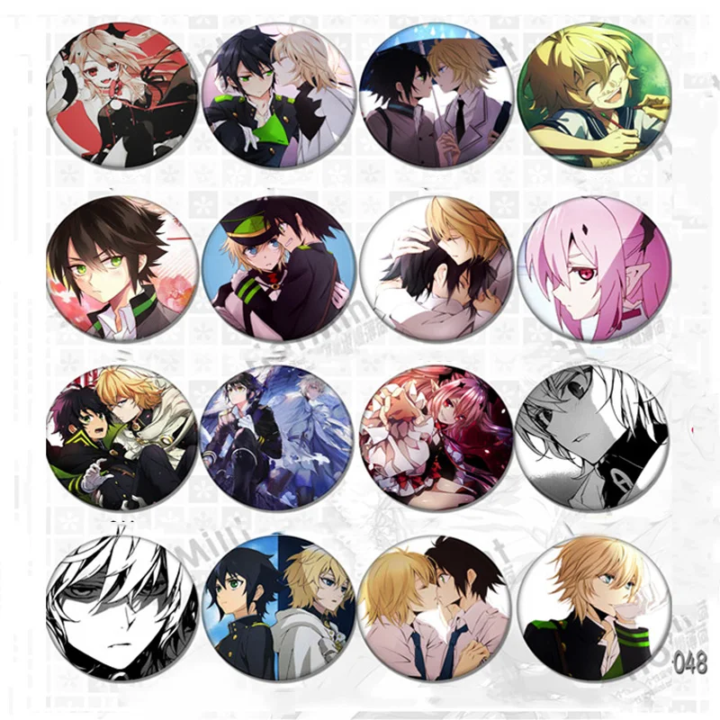 

1pcs 58MM Anime Badge Seraph Of The End Owari Shinoa Hyakuya Sangu Owari no Seraph Krul Badges Pins BROOCH Badge Animation