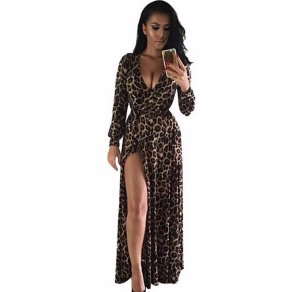 low cut leopard print dress