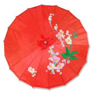 

Chinese Japanese Oriental Umbrella Parasol 22in Transparent Red