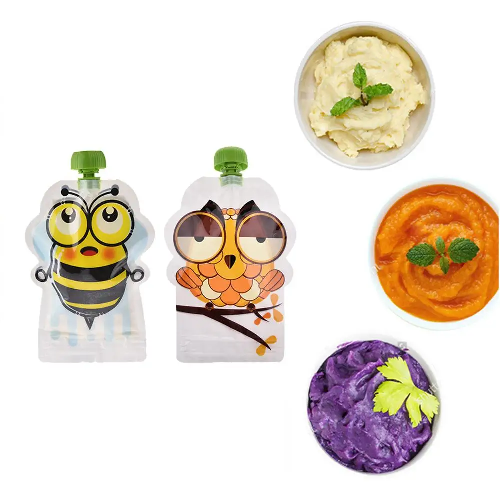 8 قطع الكرتون حليب الثدي تخزين حقيبة BPA خالية قابلة لإعادة الاستخدام مختومة التكميلي الغذاء الحقيبة تخزين حقيبة 148 ملليلتر مزدوجة سستة