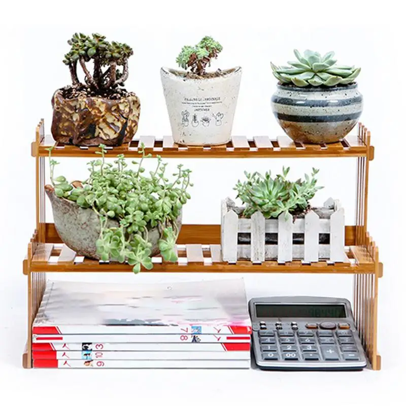 New Arrival Plant Shelves Flower Garden Rack Stand Flower Display Stand Bamboo Display Stand Bamboo Shelf Stand Holder Storage