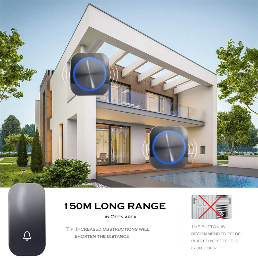 YIFAN Self-powered Wireless Doorbell no battery Waterproof 150M Remote EU Plug home Door Bell Chime ring 1 2 button 1 2 receiver YIFAN Self-powered Wireless Doorbell no battery Waterproof 150M Remote EU Plug home Door Bell Chime ring 1 2 button 1 2 receiver