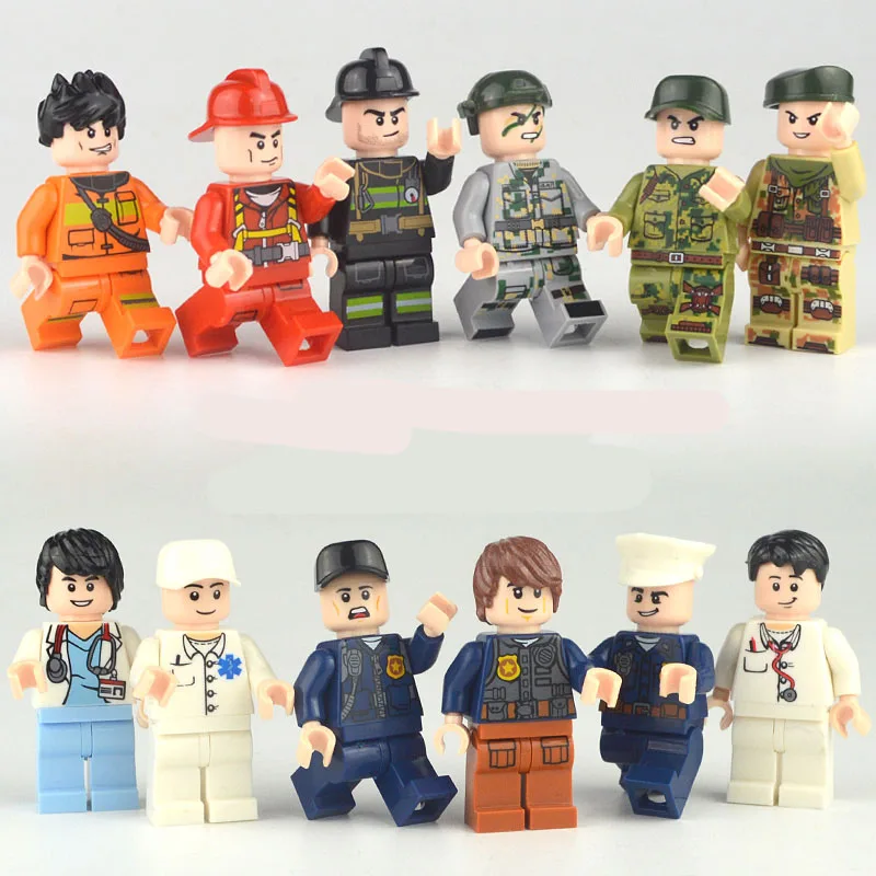 12pcs Compatible Legoing Duplo City Police Soldier Figures Set for Boy Doctor 2018 New Legoings Friends Figure Lot Firemen Toys 12pcs Compatible Legoing Duplo City Police Soldier Figures Set for Boy Doctor 2018 New Legoings Friends Figure Lot Firemen Toys