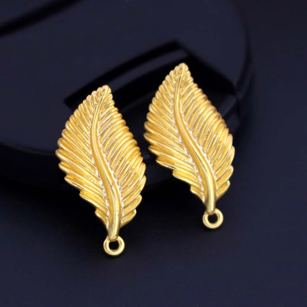 

Earrings Post Connectors Linkers Leaf Base Matte Metal Gold color for Women Statement Earring Hanging on Dangle Earrings Making