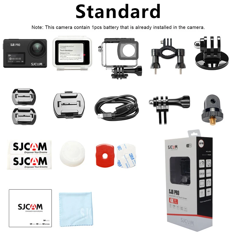 Оригинальная Экшн камера SJCAM SJ8 Pro 4K 60FPS WiFi Удаленная на шлем чипсет Ambarella @ Ultra HD DV