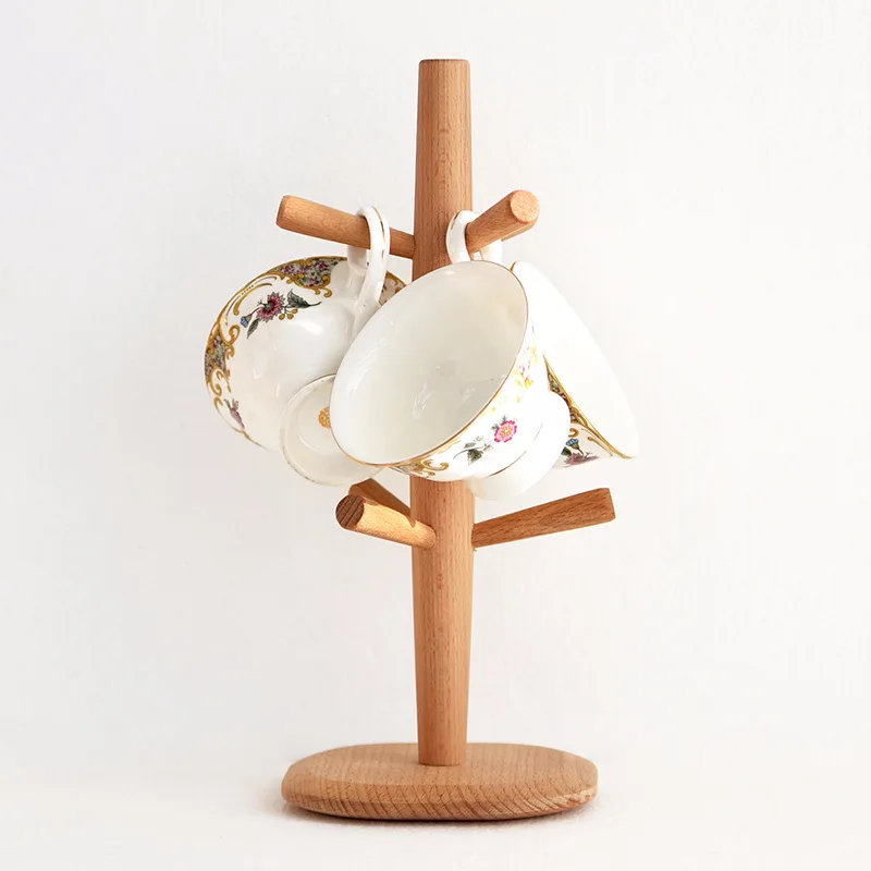 Top Quality Beech wood six claw mark cup holder, hanging cup holder