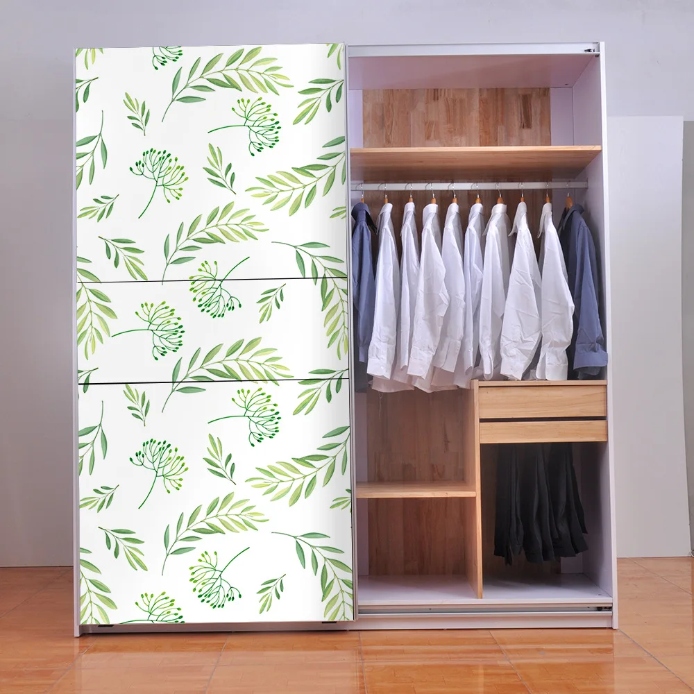 

Fun Vision Nordic Plant Wallpapers,Green Leaf Furniture Film Waterproof Wall Stickers For Living Room,Self-Adhesive Home Decor