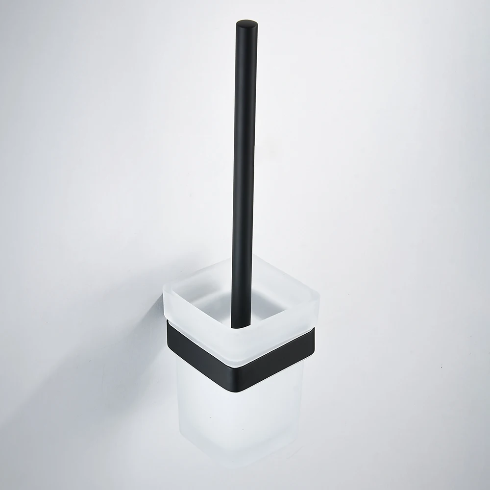 

Modern Toilet brush holder Stainless Steel SUS 304 Mounting Seat Square Style Glass Cups Bathroom Hardware Fitting 610009
