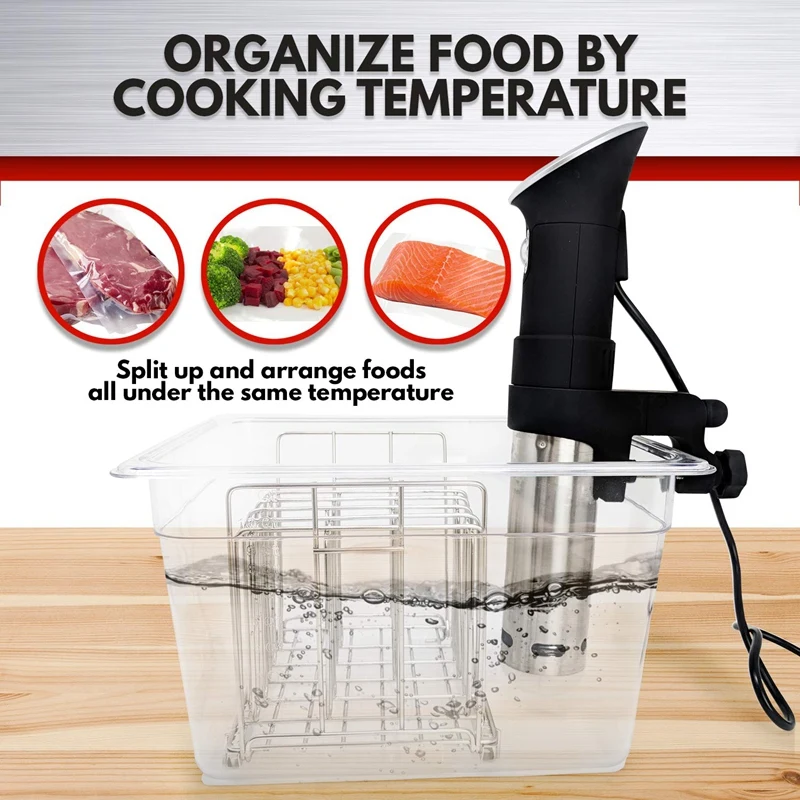 Billige Sous Vide Container Rack Chrom Edelstahl Teiler (5) wasser Bad Lebensmittel Kochen Zubehör Trennt Kunststoff Taschen Für