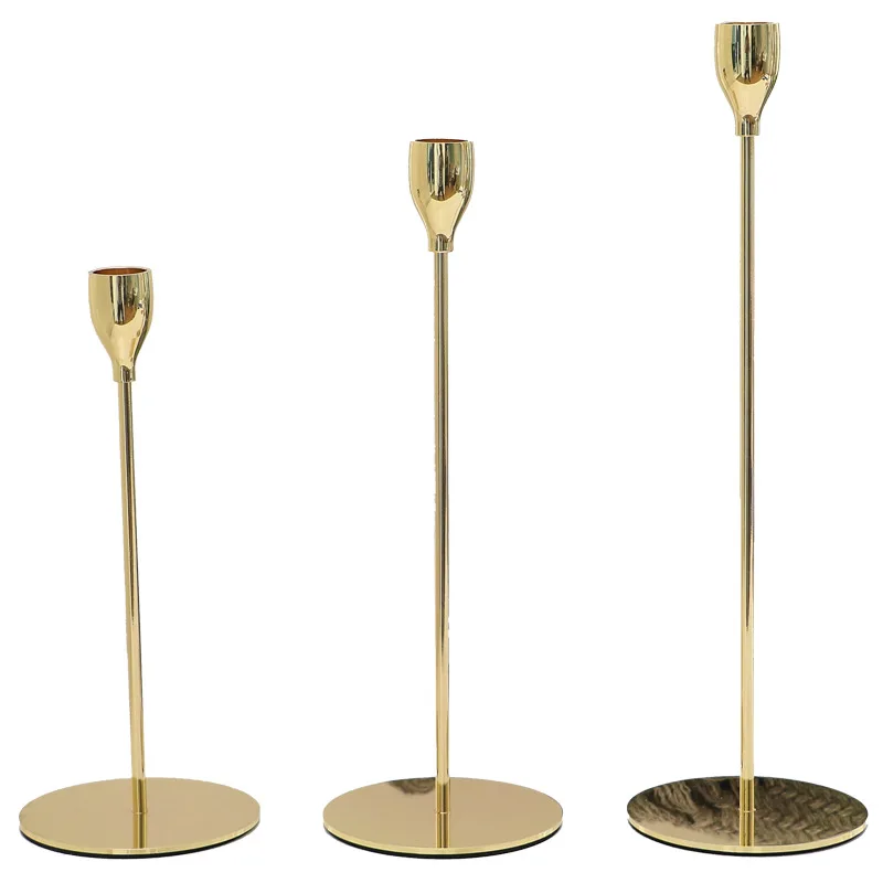 Creative European-style plated aluminum candlestick Simple romantic props candlelight dinner Wedding table decoration