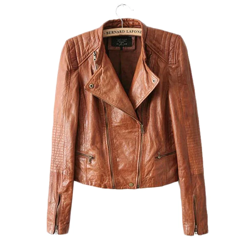 Popular Brown Leather Jacket Women-Buy Cheap Brown Leather