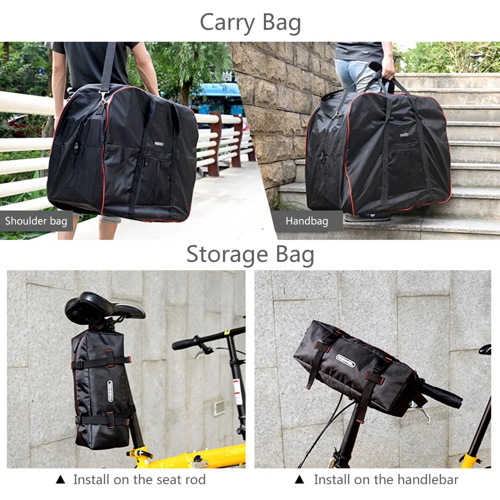 Flash Deal ROSWHEEL  MTB Road Bike Transport Storage Bag Cycling 14"-20" Folding Bicycle Bike Carrier Carry Bag Travel Bag  Pouch 4