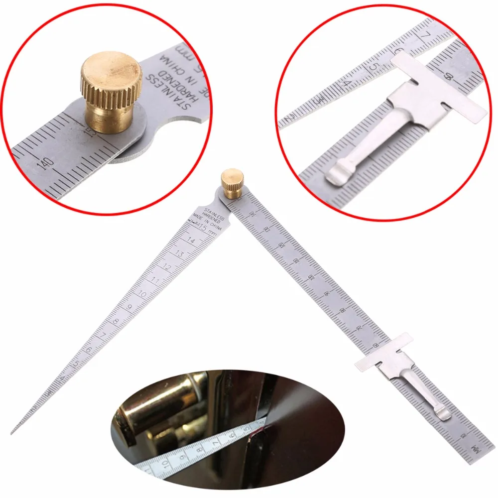 

1pc Stainless Steel Taper Welding Feeler Gauge Gage Depth Ruler Gap Hole Inspection For Measurement Tool