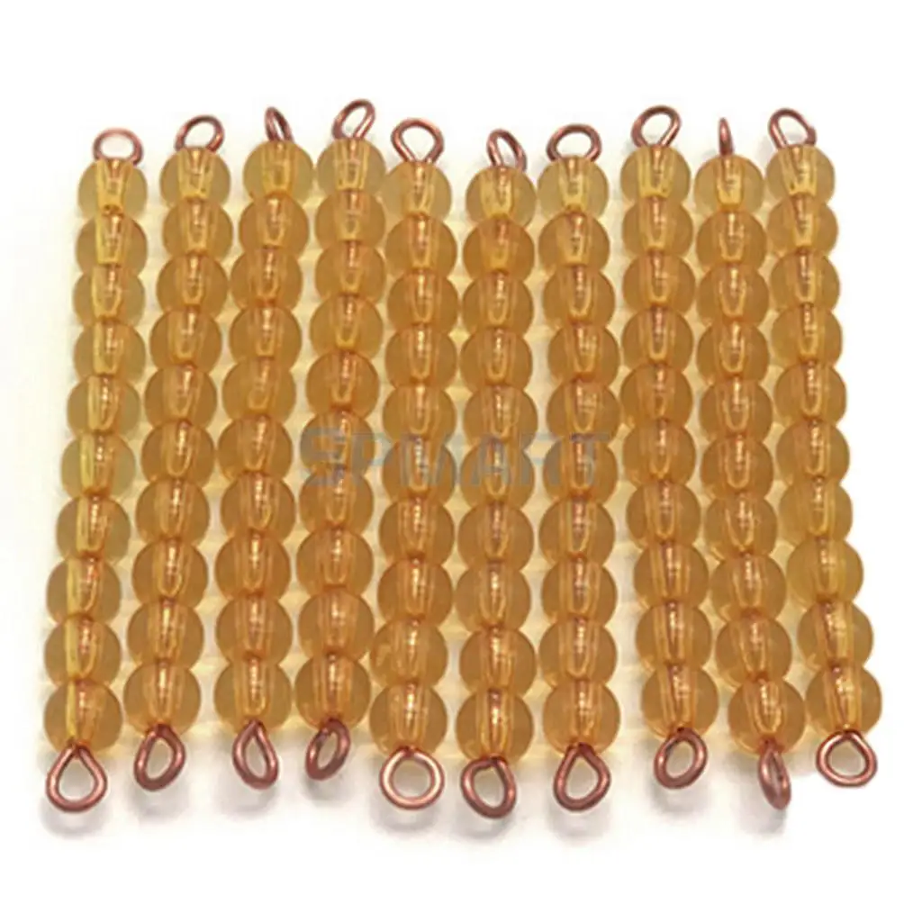 Montessori 20pcs of Ten Beads Bars Kids Decimal System Learning Maths Toy
