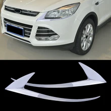 DWCX 2 pz/set ABS Cromato Anteriore Faro Della Copertura Della Lampada della Luce Della Testa della Palpebra Sopracciglio Trim Misura per Ford Escape Kuga 2013 2014 2015 2016