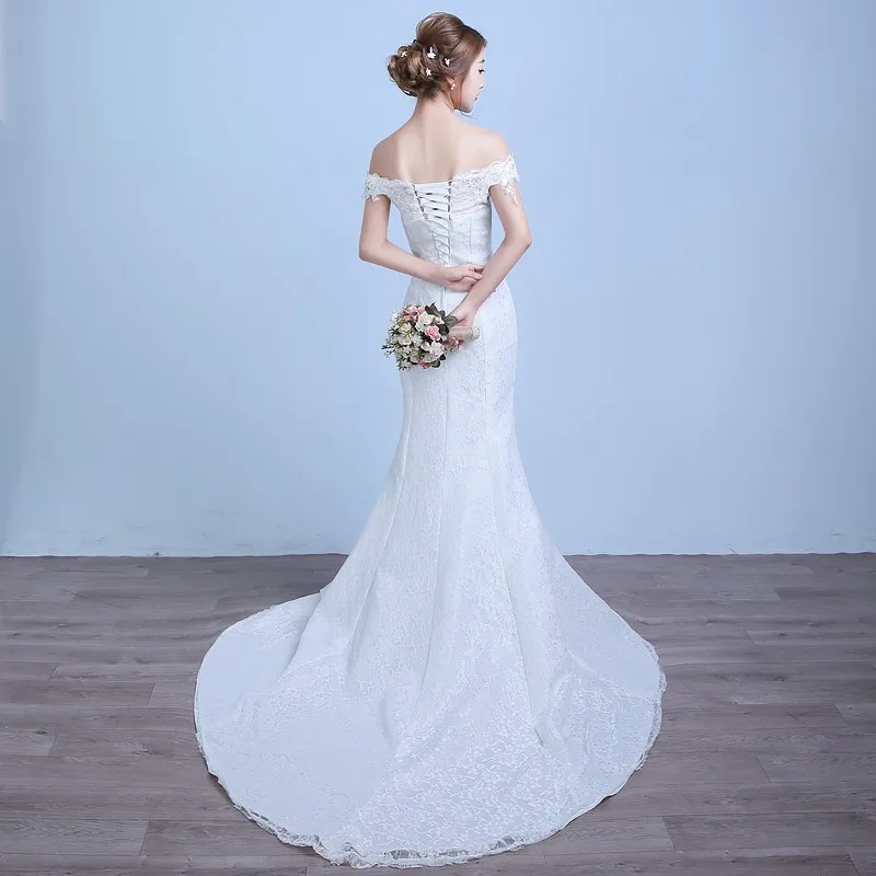 2016 New Arrived Fashion Boat Neck Mermaid Wedding Dress Vintage Turmpet Bride Gown Dresses Fashion robe de mariage WD2844 (7)