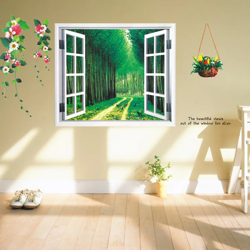 wallpaper 3d home decoration diy window sticker fake landscape flower wall stickers home decor in wall stickers from home garden on aliexpresscom - 3d Home Decor wallpaper 3d home decoration diy window sticker fake landscape flower wall stickers home decor in wall stickers from home garden on aliexpresscom - 3d Home Decor