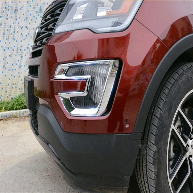 WELKINRY car auto cover styling for Ford Explorer 2016 2017 ABS chrome front head fog lamp light sticker moulding trim | Автомобили и