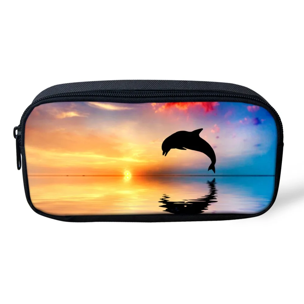 

FORUDESIGNS Cute Women Makeup Bags Animal Pencil Bags Large Girls Cosmetic Case Dolphin Foldable Pencil Bag School Stationery