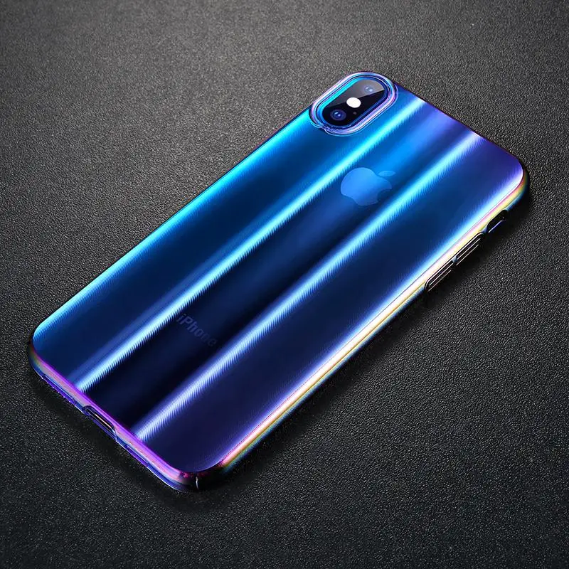 Роскошный чехол Baseus Aurora для iPhone Xs Max XR Xs, градиентный жесткий пластиковый защитный чехол из поликарбоната для iPhone, задняя крышка для телефона - Цвет: TRansparent Blue