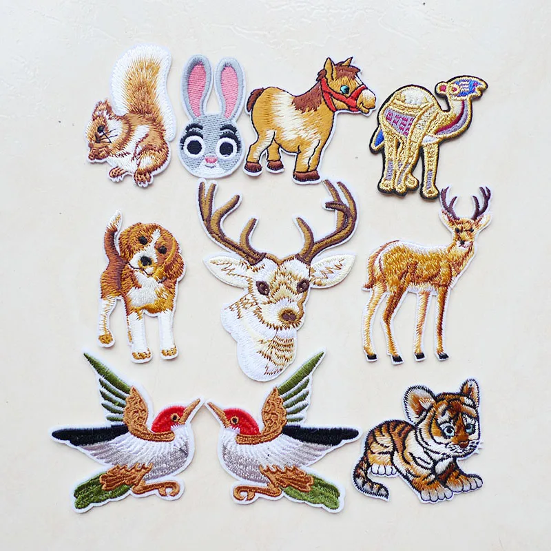 

Cute Bird Camel Rabbit Horse Dog Tiger Embroidery Iron on Patches Animal Badges for Clothes Applique Stickers Sewing Accessory
