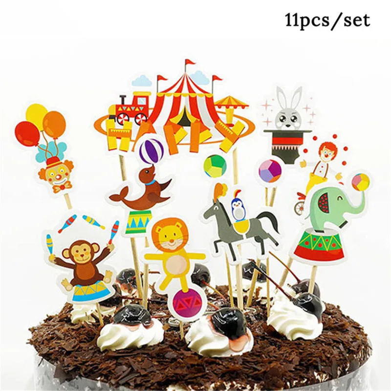 Джунгли День рождения животных торт Toppers Baby Shower Cupcake Zoo Safari дети Динозавр