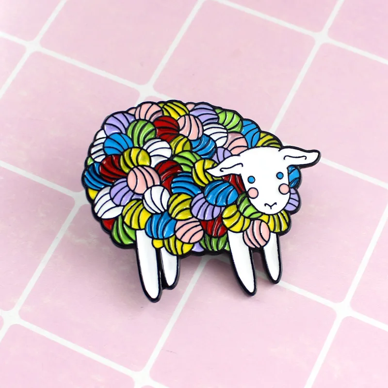 

WEISHUOLI Enamel Brooches For Women Fashion Cute Metal Wild Colorful cute little sheep colored wool drip Brooch