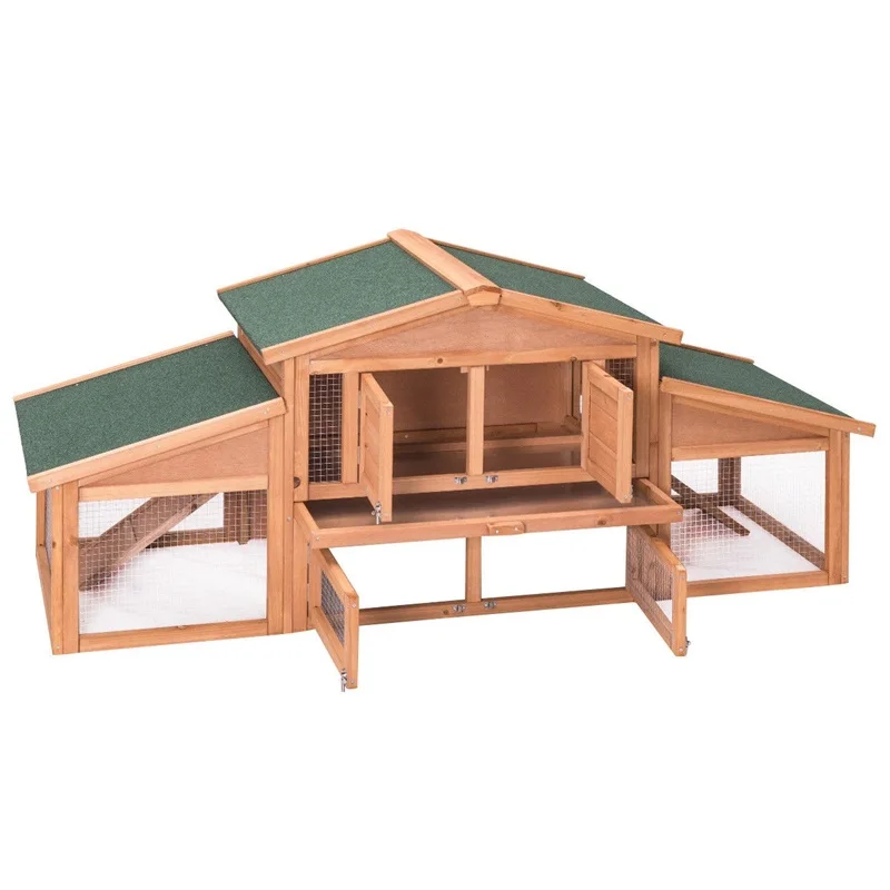 

71" Outdoor Garden Backyard Large Wooden Chicken Coop Original Wood with Waterproof Paint Cage Non-slip Ramp PS6879