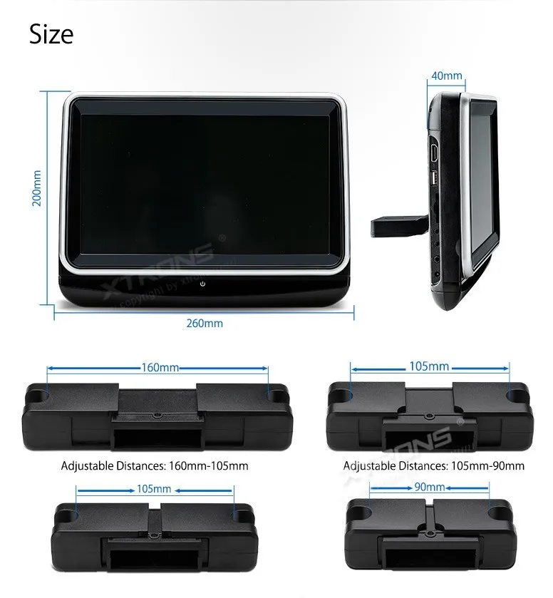 XTRONS 2 шт. 10,1 "подголовник автомобиля dvd-плеер 1080 P видеомонитор HD цифровой Сенсорный экран 1024*600 HDMI Порты и разъёмы с 2 шт. наушники
