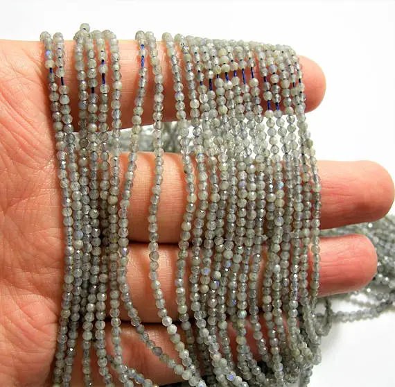 Labradorite - 2mm faceted round beads - full strand - 180 beads - micro faceted