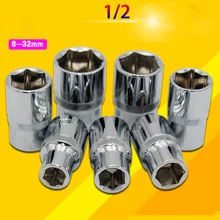 Многофункциональная ручная Шестигранная стандартная розетка с коротким рукавом для гаечного ключа 1/" привод 8~ 32 мм метрический мм хром Мастер