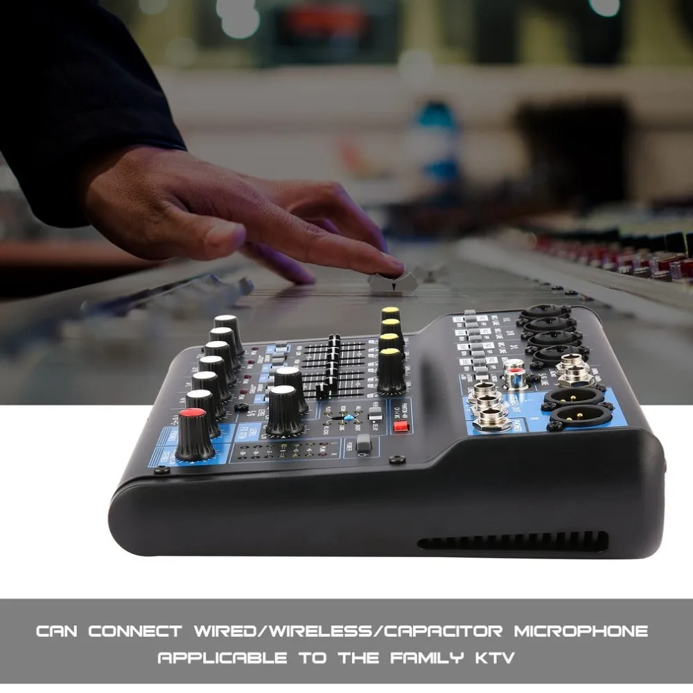 

Power Audio DJ Mixer AU Plug 8 Channel Professional Power Mixing Amplifier USB Slot 16DSP +48V Phantom Power for Microphones