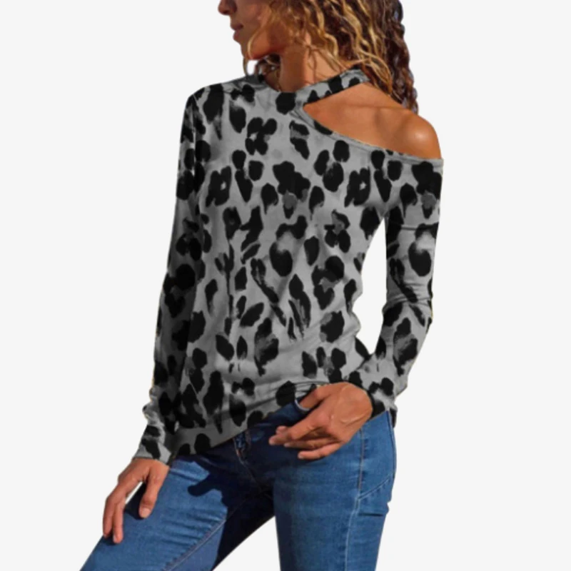 Plus Size Leopard Printed Halter Women Shirt Sexy Off Shoulder Long Sleeve Female Blouses Spring Fashion Casual Slim Woman Tops Plus Size Leopard Printed Halter Women Shirt Sexy Off Shoulder Long Sleeve Female Blouses Spring Fashion Casual Slim Woman Tops