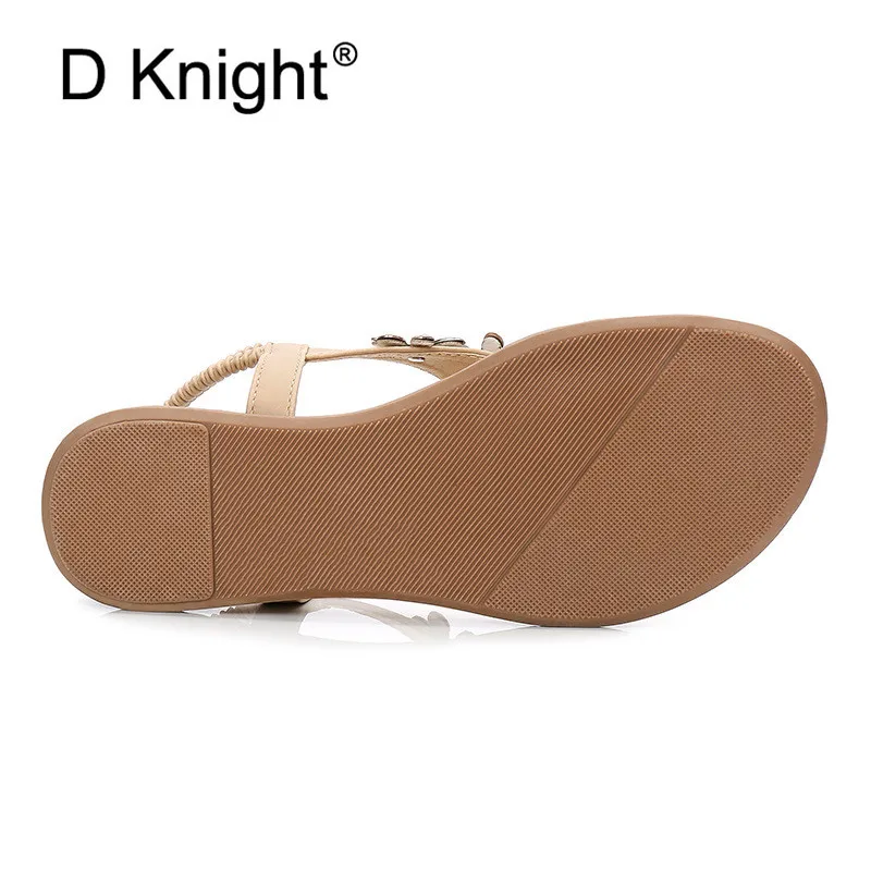  Women Bohemian Crystal Sandals Flat Heel Summer Woman Thong Sandals Flip Flops Comfort Black Lady Shoes Sandal Plus Size 35-42 (4)