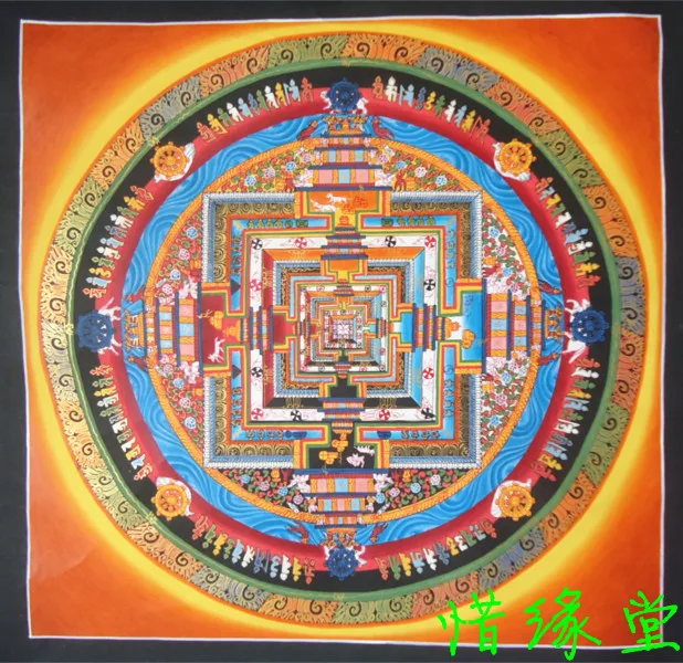 Nepal Handmade Kalachakra mandala Mandala Thangka painted gold painted