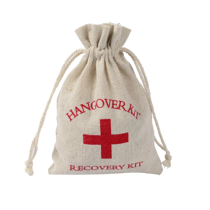 FGHGF Hot Sale 10pcs Set Hangover Survival Kit Cotton Linen Bags First Aid Party Storage Supply Emergency Kits
